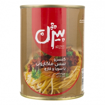 كنسرو سس ماكاروني با سويا و قارچ 380 گرمي بيژن