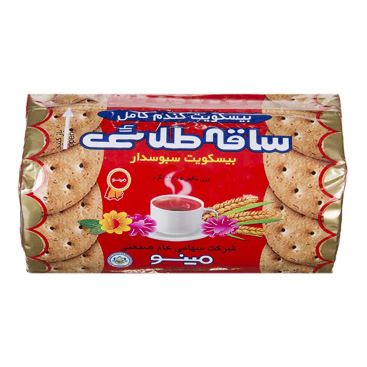 بيسكويت سبوسدار ساقه طلايي 200 گرمي مينو