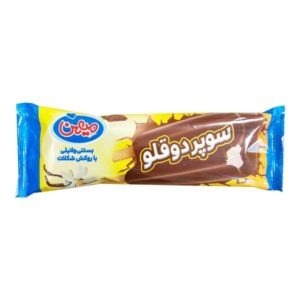 بستني دوقلو وانيلي با روكش كاكائو 75 گرمي ميهن
