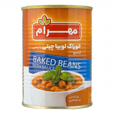 كنسرو خوراك لوبيا چيتي با سس 400 گرمي مهرام
