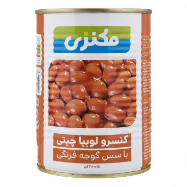 كنسرو لوبيا چيتي با سس گوجه فرنگي 380 گرمي مكنزي